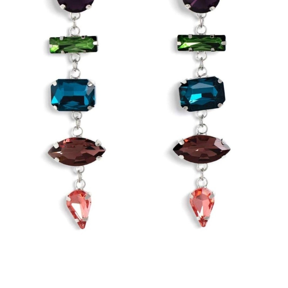 Paparazzi Purple and Green Gemstone Earrings Connected Confidence Multi Jewelry